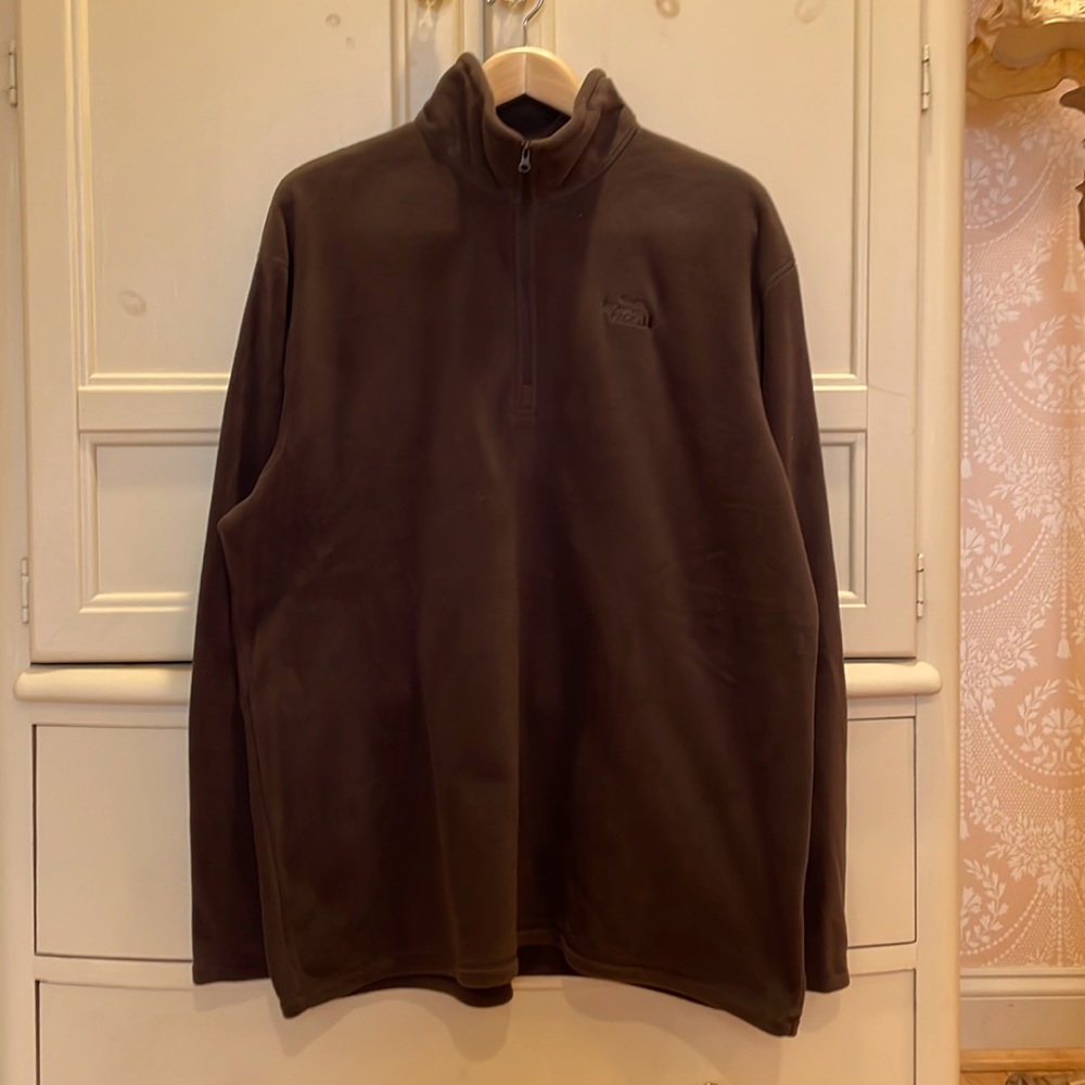 The North Face Mens Brown Quarter Zip Fleece Pullover Size XL
